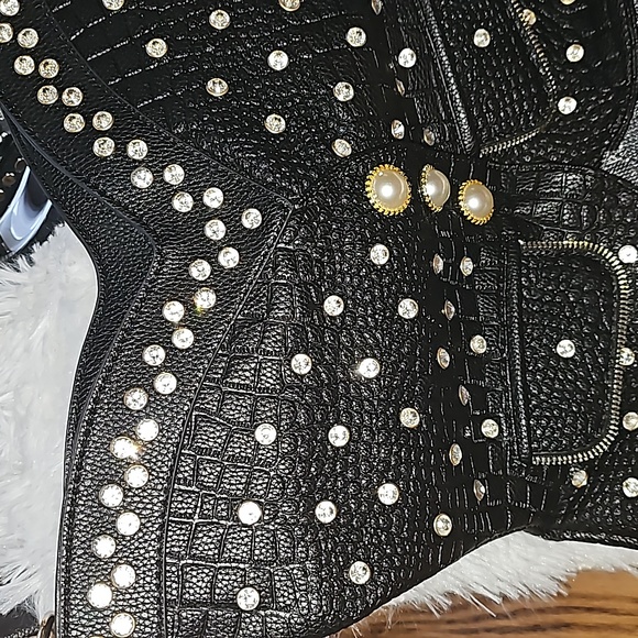 PURSE Women's Bohemian Clear Rhinestone Shoulder Purse with Bejeweled Design - Picture 4 of 12